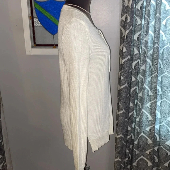 Lauren Ralph Lauren lace up cotton/ viscous blend crew neck sweater - Picture 5 of 10